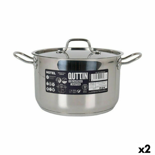 Casserole with Lid Quttin Hotel Steel ø 24 x 15 cm (2 Units) Quttin