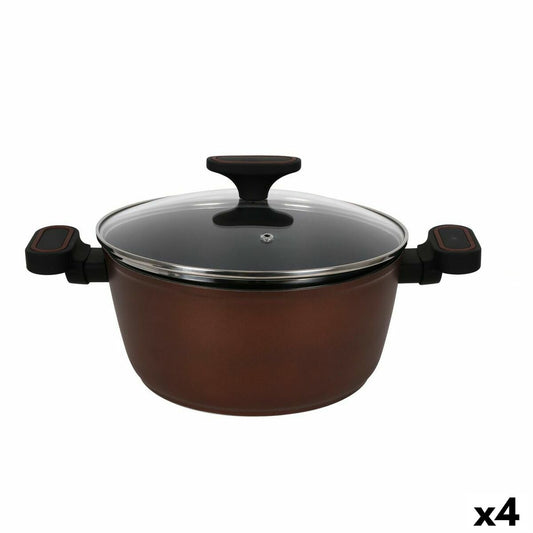 Casserole with glass lid Quttin Sahara Toughened aluminium Brown 38 x 25 x 12 cm (4 Units) Quttin