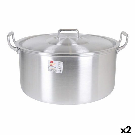 Casserole with lid Aluminium 45 x 39 x 22 cm (2 Units) BigBuy Cooking