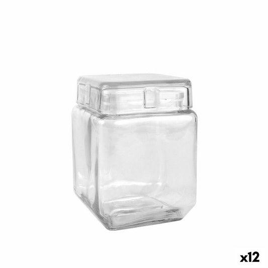 Jar La Mediterránea Squared Glass 1,2 L 11 x 11 x 14,5 cm (12 Units)