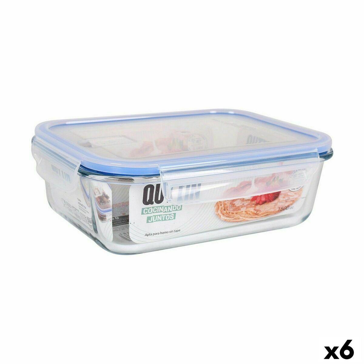 Hermetic Lunch Box Quttin Rectangular 1,5 L 23 x 17,5 x 7,6 cm (6 Units) Quttin