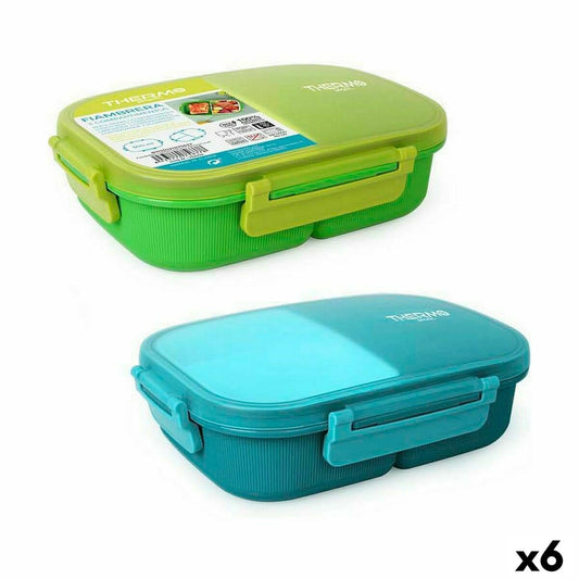 Hermetic Lunch Box ThermoSport 3 Compartments Rectangular 900 ml (6 Units) ThermoSport