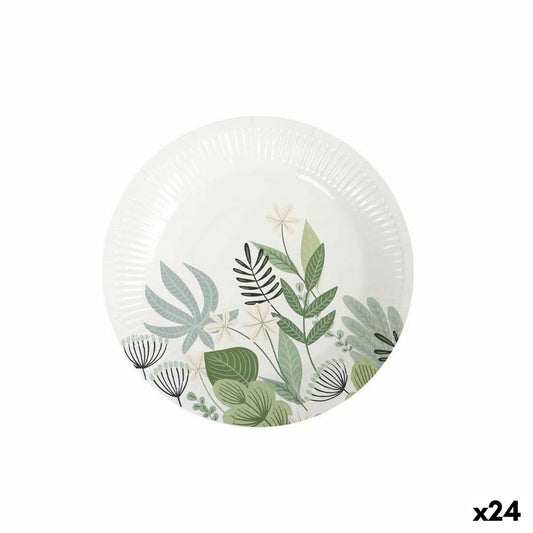 Plate set Algon Disposable Cardboard Floral 10 Pieces 20 cm (24 Units)