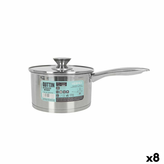 Saucepan with Lid Quttin Hermes 2,2 L Steel (8 Units) Quttin