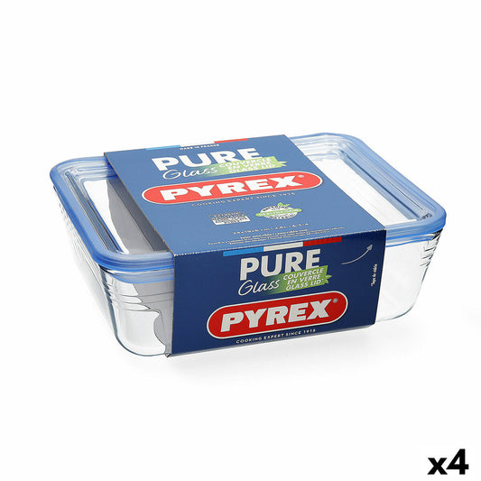 Hermetische Lunchbox Pyrex Pure Glass Transparentes Glas (2,6 L) (4 Stück)