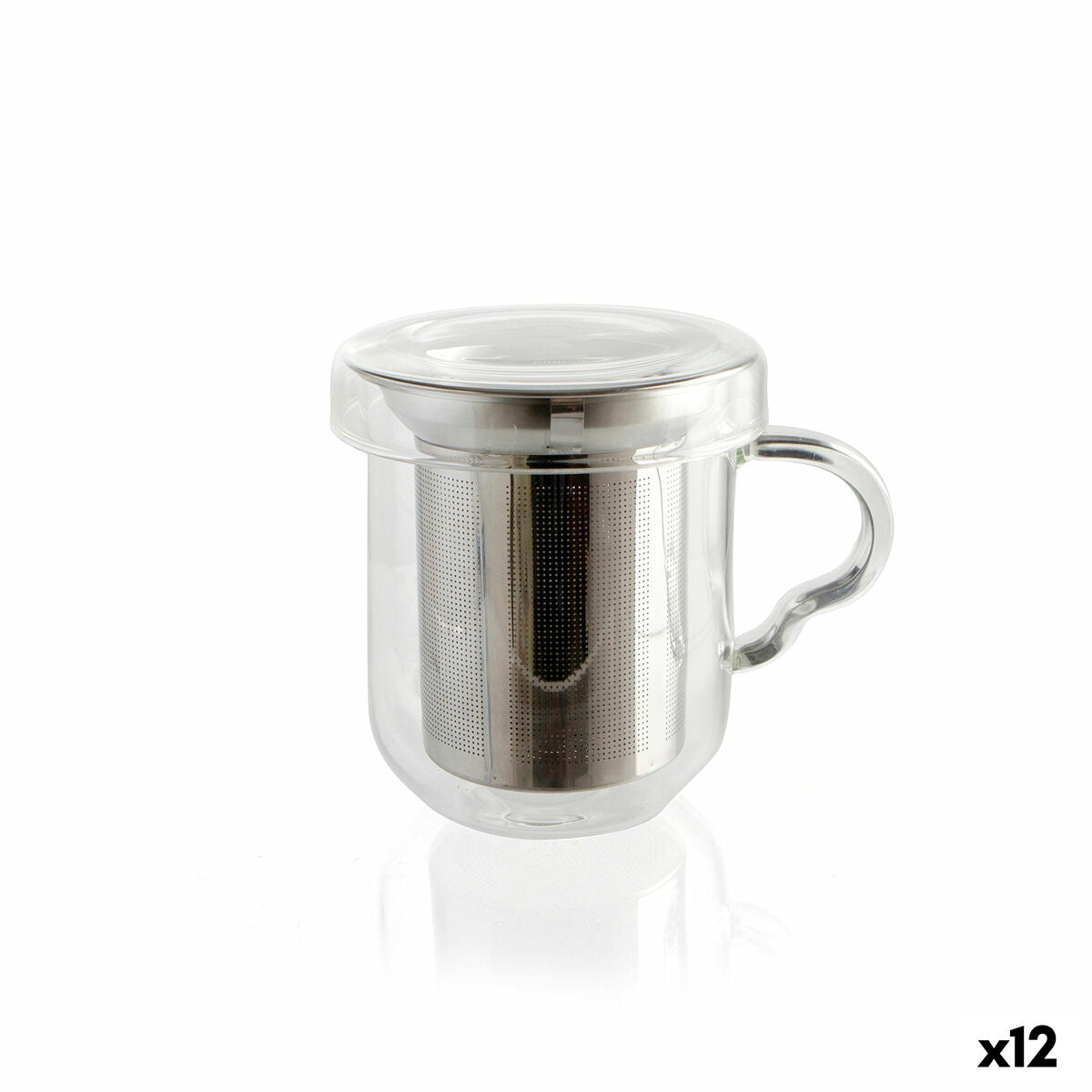 Cup with Tea Filter Quid Serenia Transparent Glass Stainless steel 350 ml (12 Units)