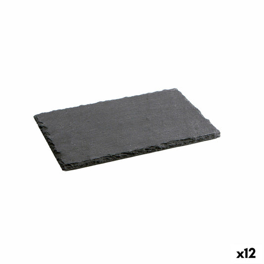 Slate Effect Ceramic Tray Quid Gastro Fun Black (22 x 14 cm) (12 Units)