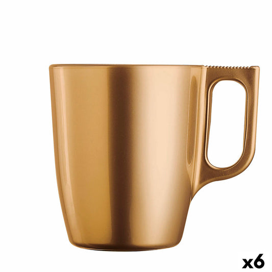 Mug Luminarc Flashy Golden Glass 250 ml (6 Units)