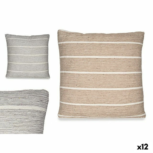 Cushion Stripes Brown Grey 45 x 12 x 45 cm (12 Units) Gift Decor