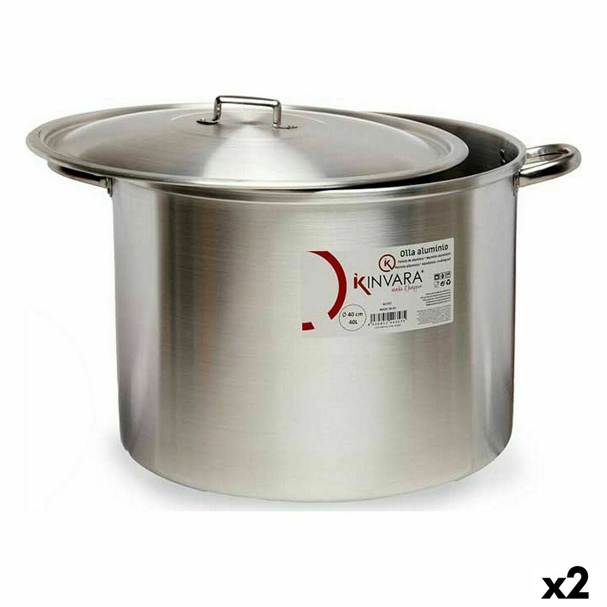 Casserole with Lid Silver Aluminium 53 x 34 x 43 cm (2 Units)