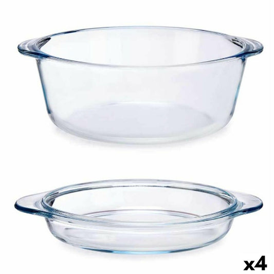 Casserole with lid Transparent Borosilicate Glass 2,1 L (4 Units)