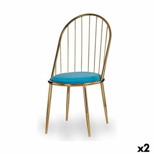 Chair Bars Blue Golden 48 x 95,5 x 48 cm (2 Units) Gift Decor