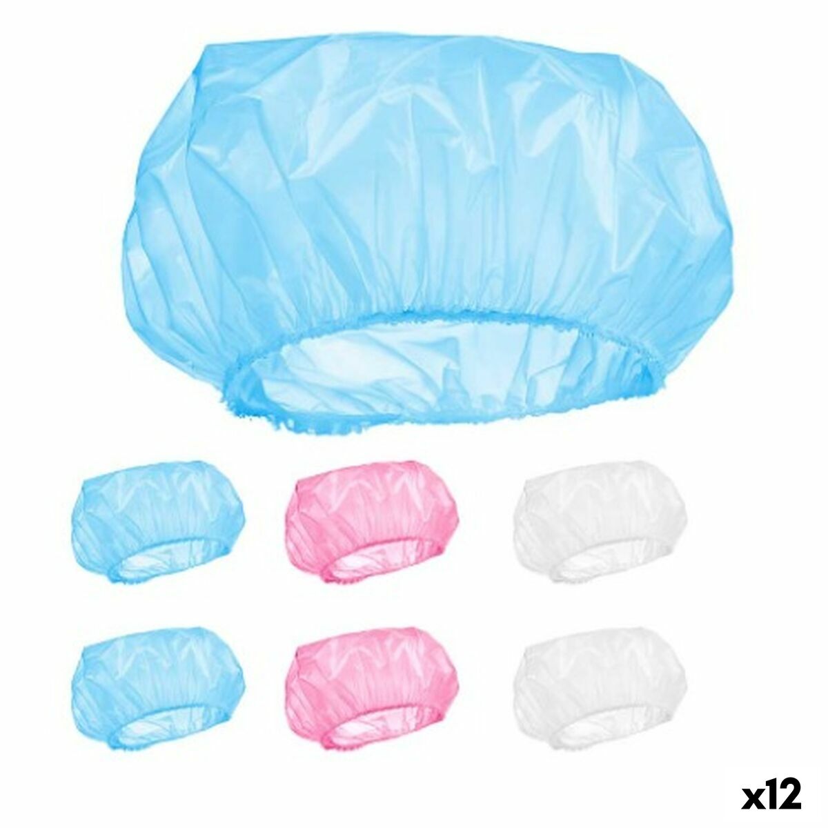 Shower Cap Set Multicolour 28 cm Plastic (12 Units)