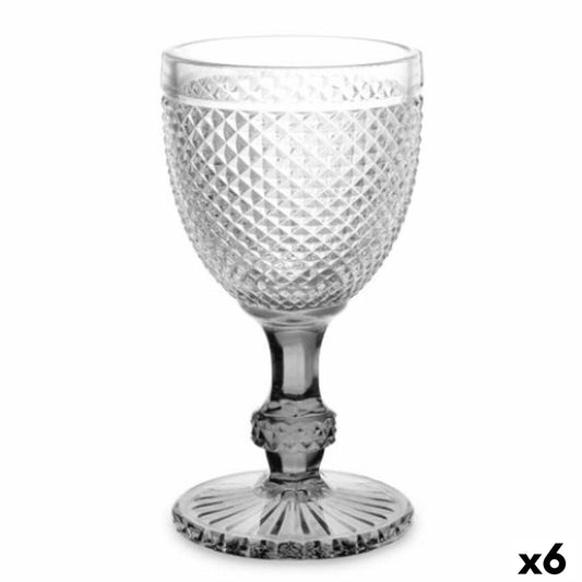 Wine glass Diamond Transparent Anthracite Glass 330 ml (6 Units)