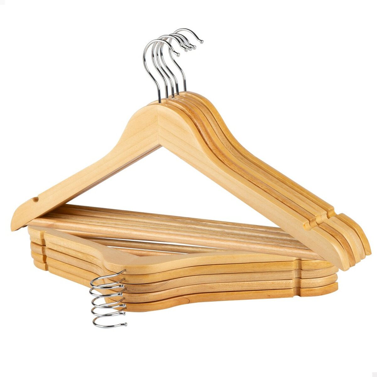 Set of Clothes Hangers Max Home Natural Wood Steel 44,5 x 23 x 1 cm 10 Pieces (6 Units)