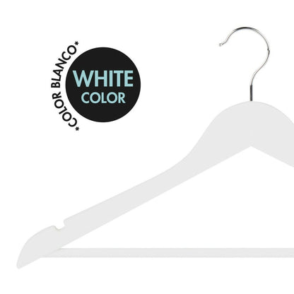 Set of Clothes Hangers Max Home White Wood Steel 44,5 x 23 x 1 cm 10 Pieces (6 Units)